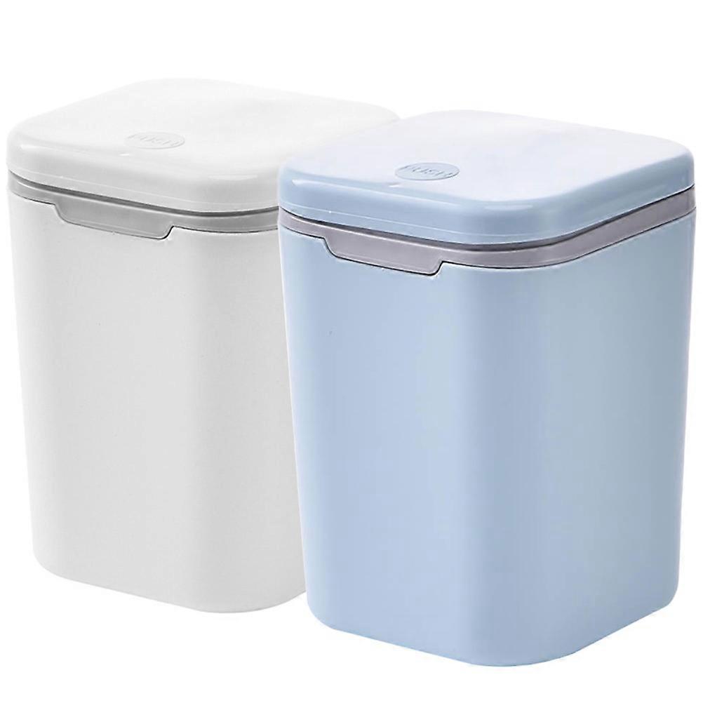 Desktop Trash Can Lidded Mini Waste Can for Office Use 2Pcs Assorted Colors