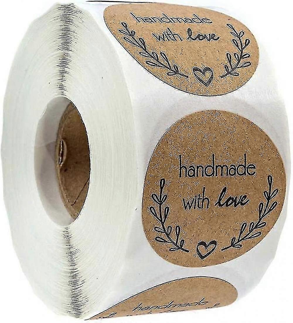 500 قطعة كرافت جولة ملصقات ذاتية اللصق للحرف اليدوية ، البريد ، ملصقات تغليف الهدايا