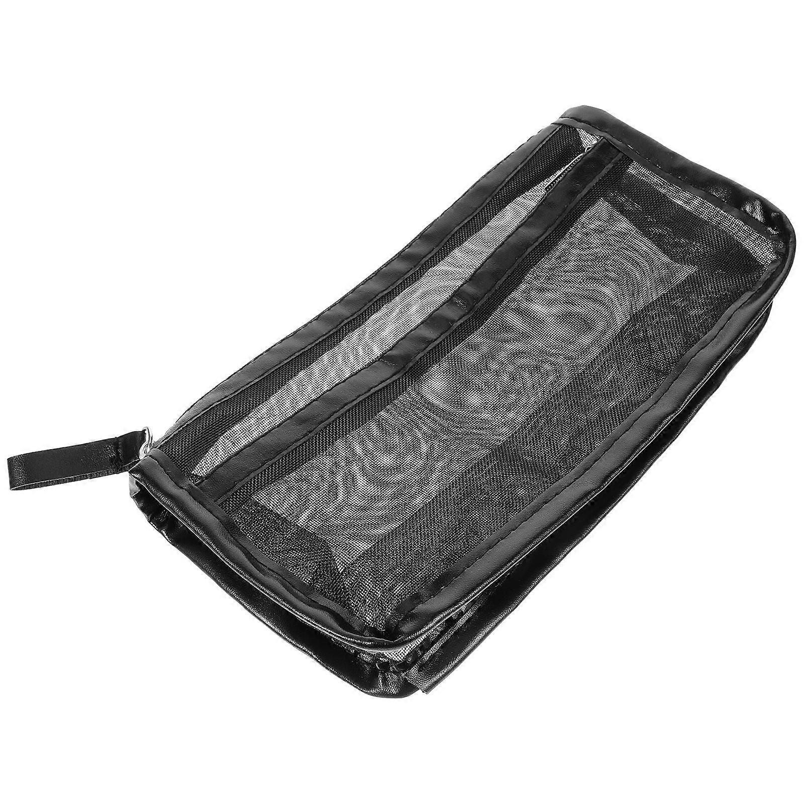 Mesh Stationery Bag Pencil Case Multi-Functional For Travel Teachers 22.5x10cm Black Zipper Design 1Set