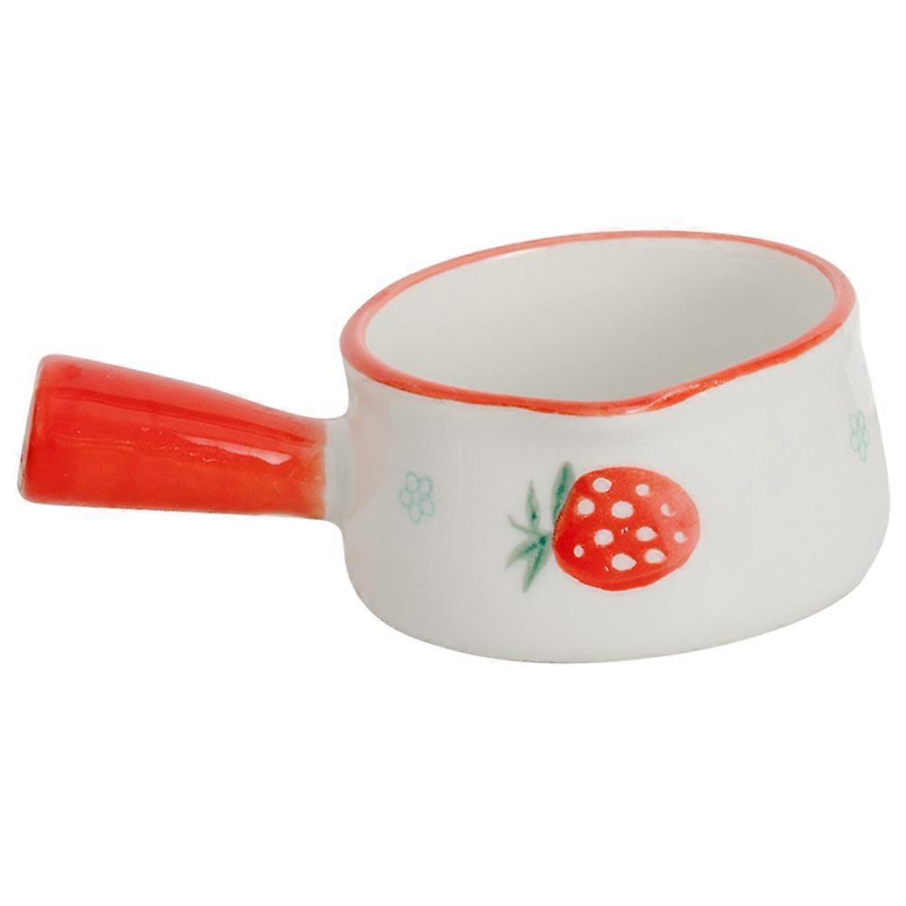 Strawberry Pattern Mini Sauce Plate with Handle for Dipping Sauces, Condiments & Desserts – Ideal for Home, Restaurants & Catering – Red