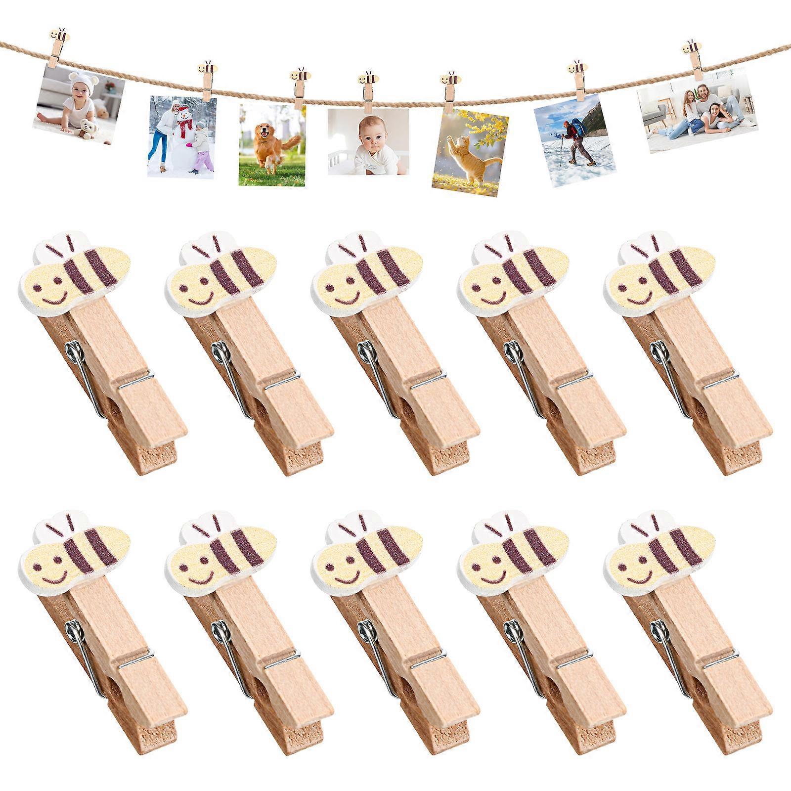 Mini Clips For Crafts Handmade Wood Clips With Twine For School Projects And Home Decor 10Pcs