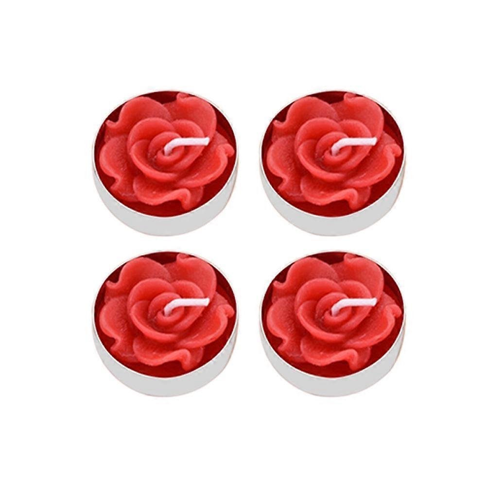 Velas de casamento para cerimônia Rose Flower Shape Red Floating e Smokeless 12Pcs
