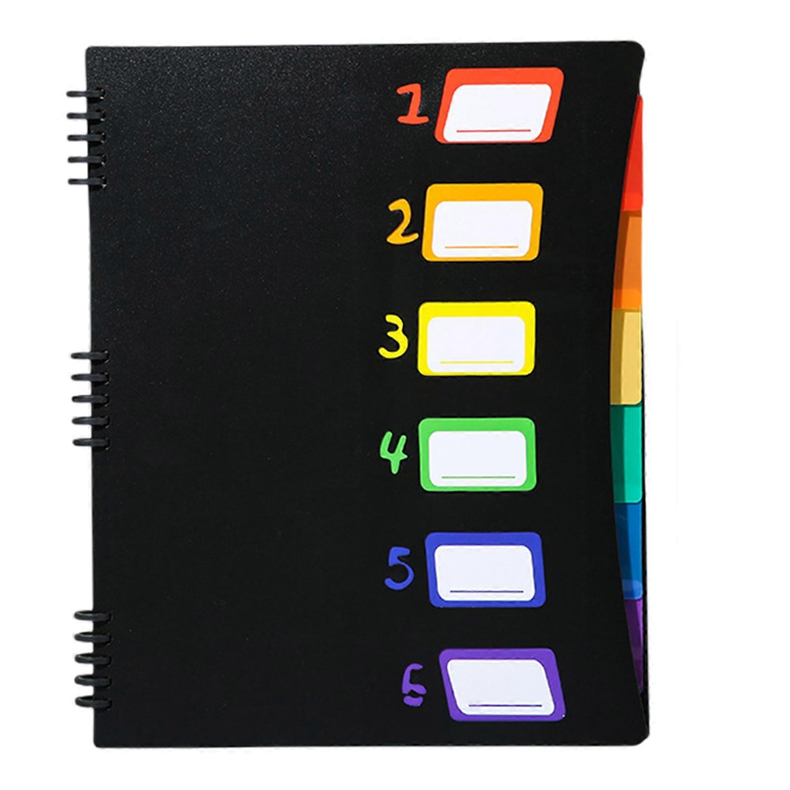 6 Pockets Expanding File Folder Letter Size Document Organiser Expandable Sorting Folder with Removable Pages 317x250mm  Black
