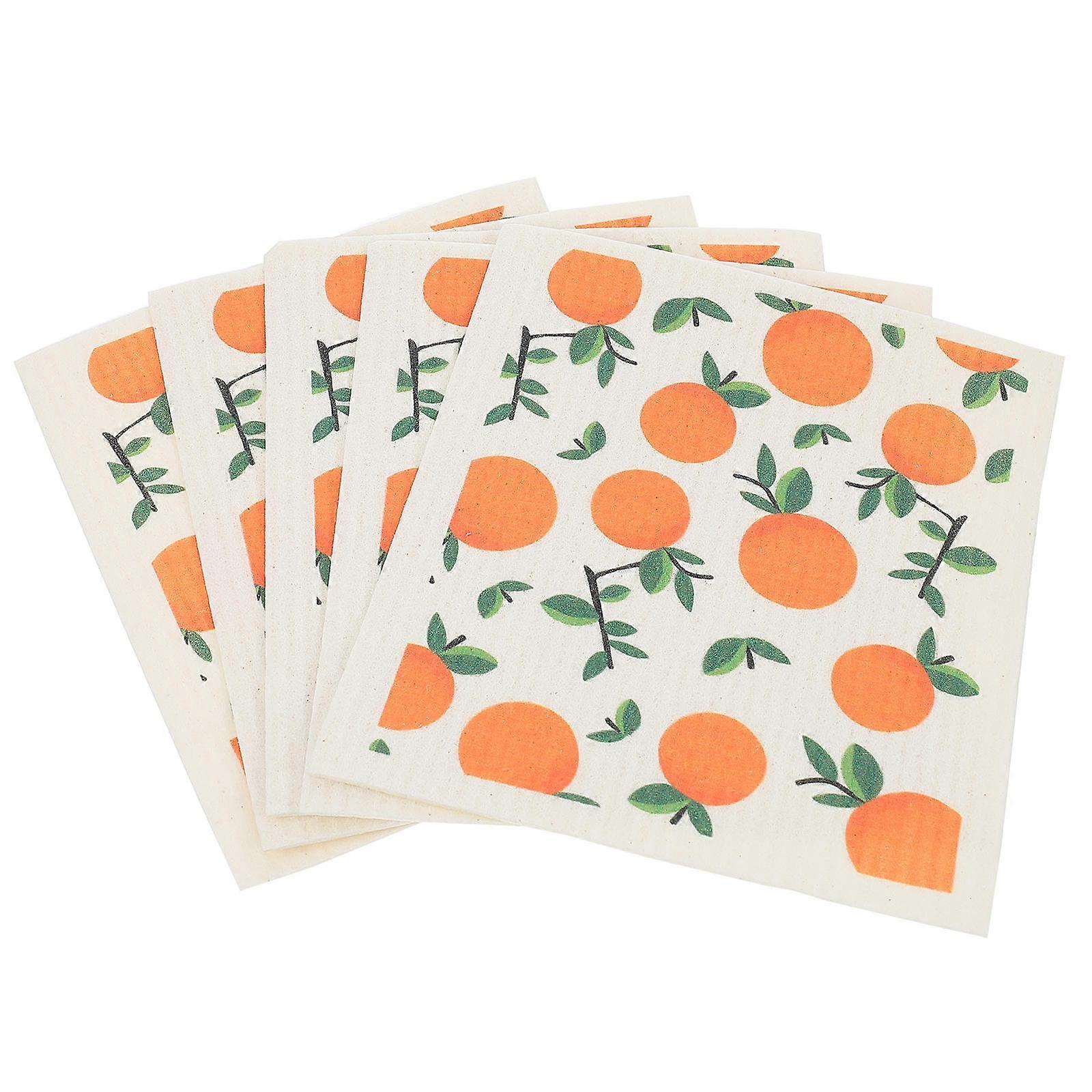 Fruit Pattern Kitchen Towels Dish Washing Cloths for Kitchen Use 5Pcs