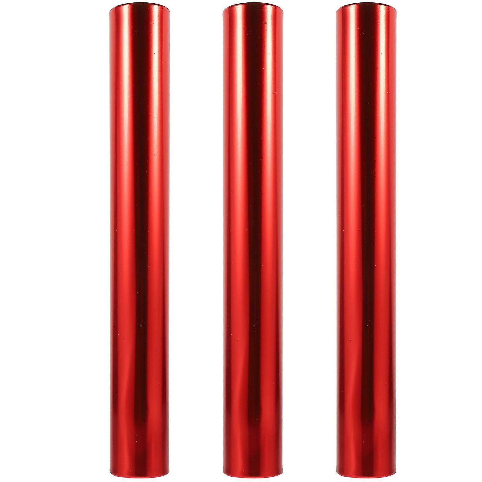 School Competition Sticks Track for Sticks Cylindrical Red Color Running Sticks 3Pcs