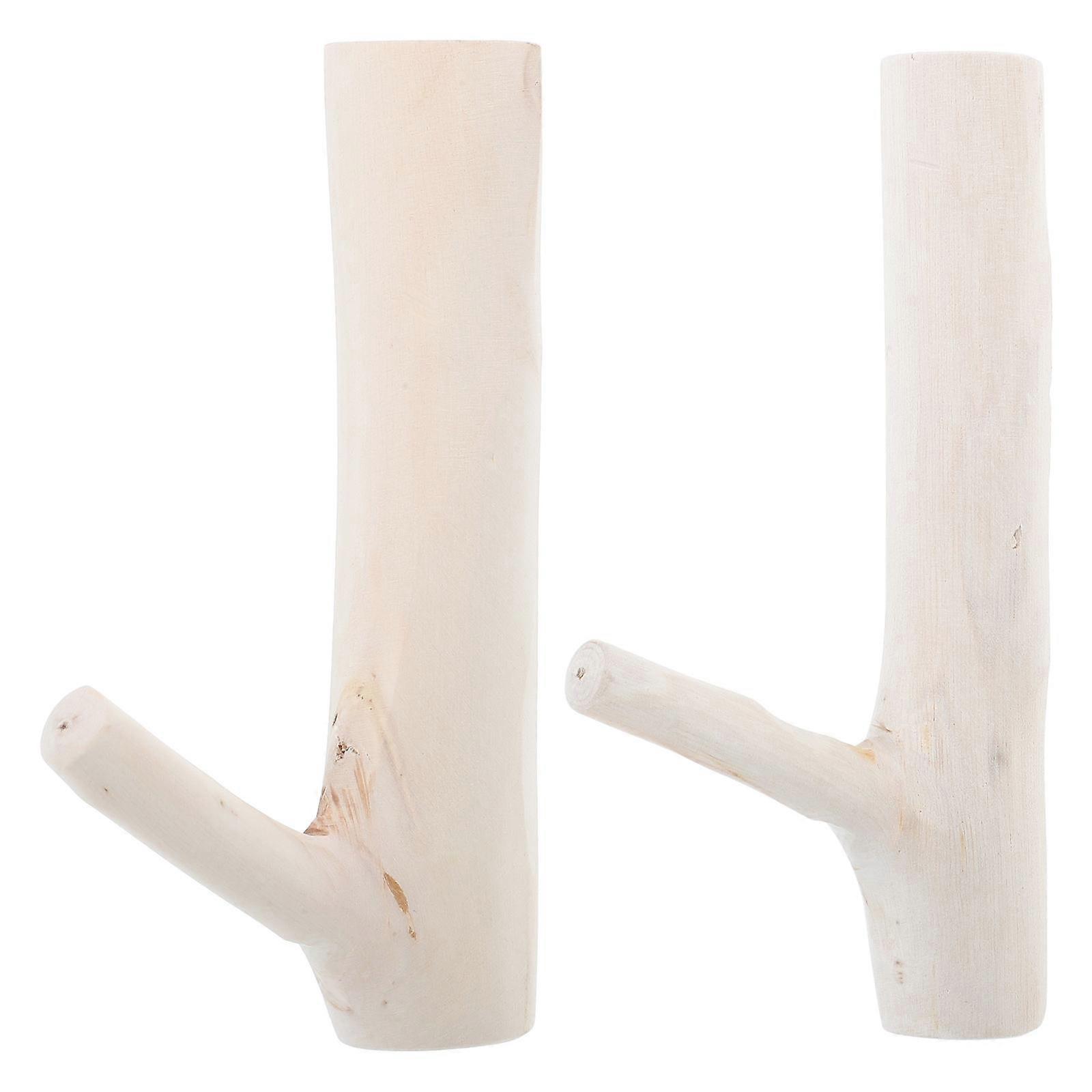 Strong Stick On Hooks Self-Adhesive Coat Hanging Hook Indoor Use Wood Material Home Decor 3.1×1.0×5.9in 2Pcs