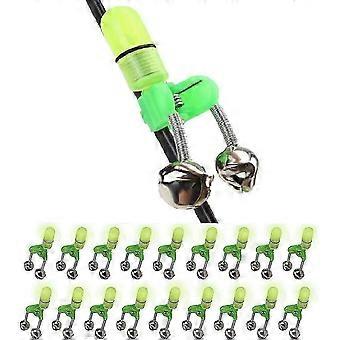 Fishing Bell Clip Light Night Sea Fishing Rod Light Clip With Double Bell Ring Fishing Bite Alert Light Clip On Fishing Rod, Pack of 20