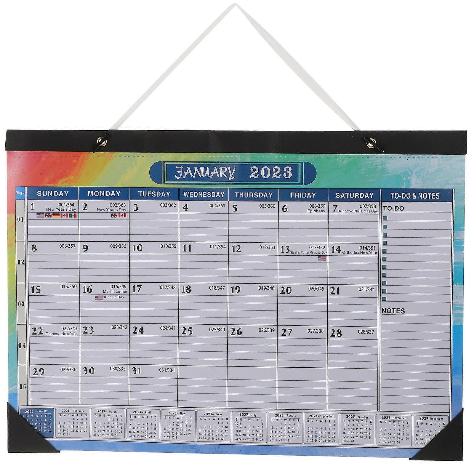2024 Wall Calendar with Monthly Layout Made of Paper for Home Use Multi Color 12 Months
