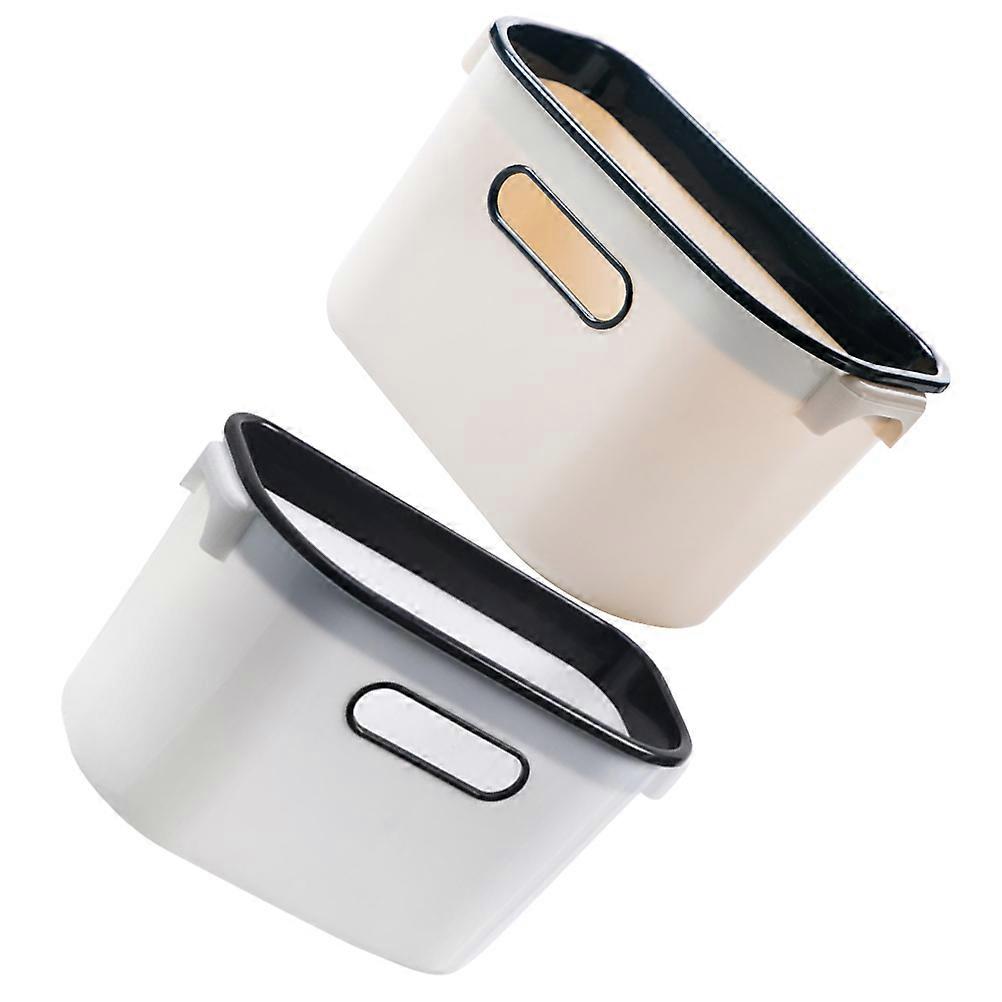 Trash Bin Kitchen Use Plastic Rectangular Simple Design Beige 2Pcs