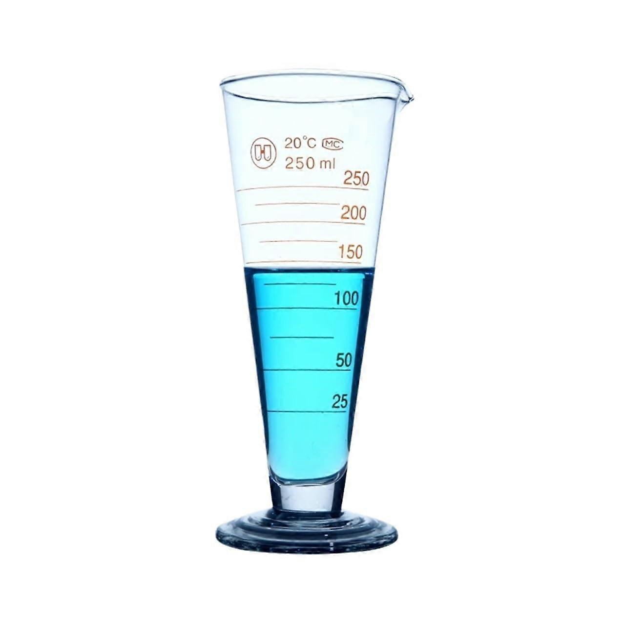 Erlenmeyer flask, volumetric flask, 25 ml graduated conical measuring cup, glass
