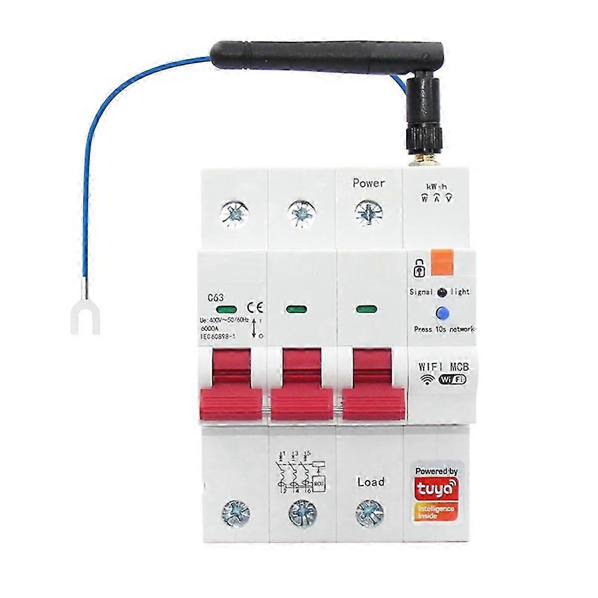 Smart WiFi RS485 3P+N MCB Breaker Prepaid Meter Timer Switch Voltage Current Protector Voice Control