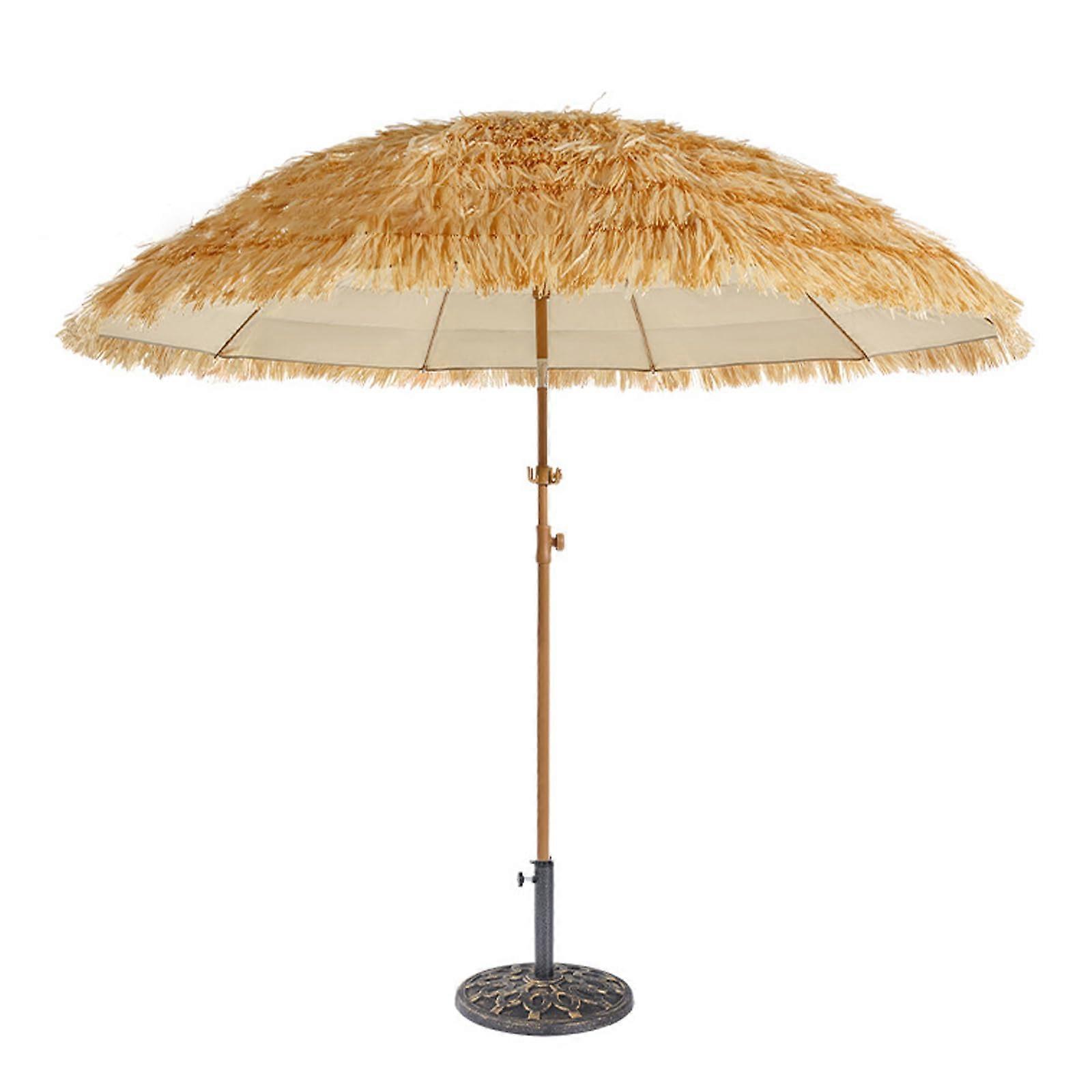 Strohschirm Hawaii Sunny Beach Umbrella 220x240CM with Base, Tilting Function, Garden, Pool, Patio Sunshade