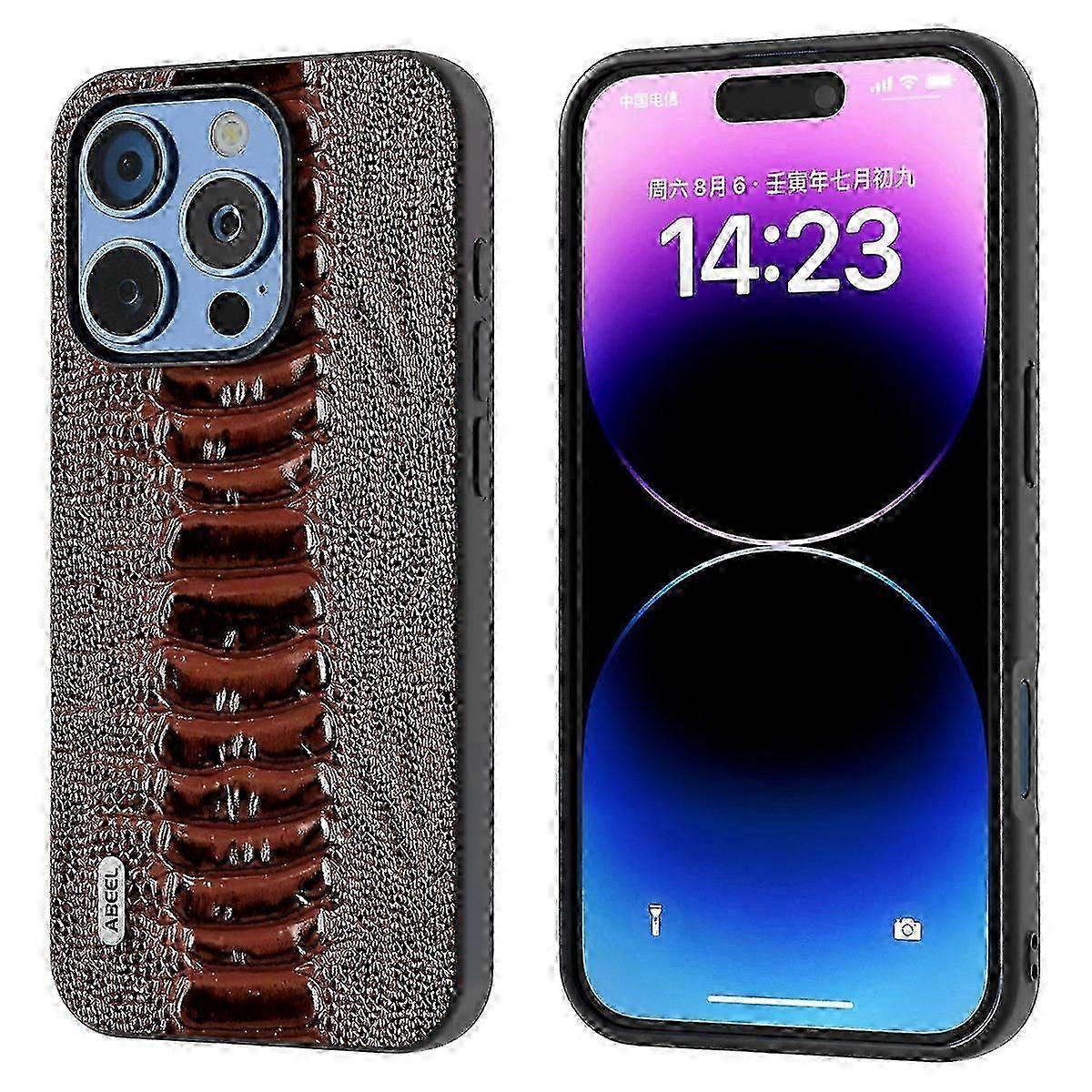 Genuine Cow Leather and TPU Phone Cover in Green with Crocodile Texture for a Certain Brand