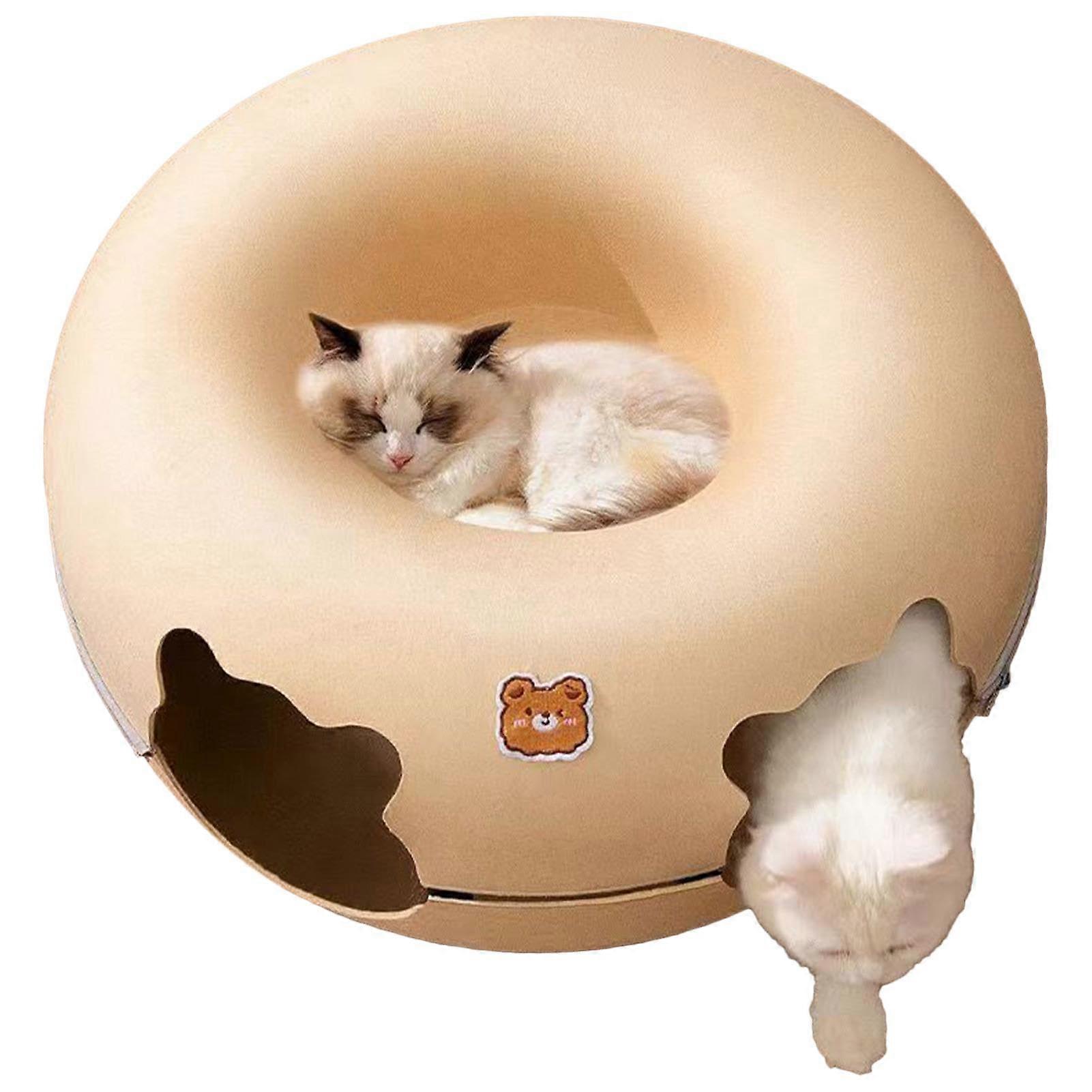 Cat Cave Tunnel, Winter Cat Tunnel  Donut Cat Calming Cave  Multifunctional Tunnel Bed