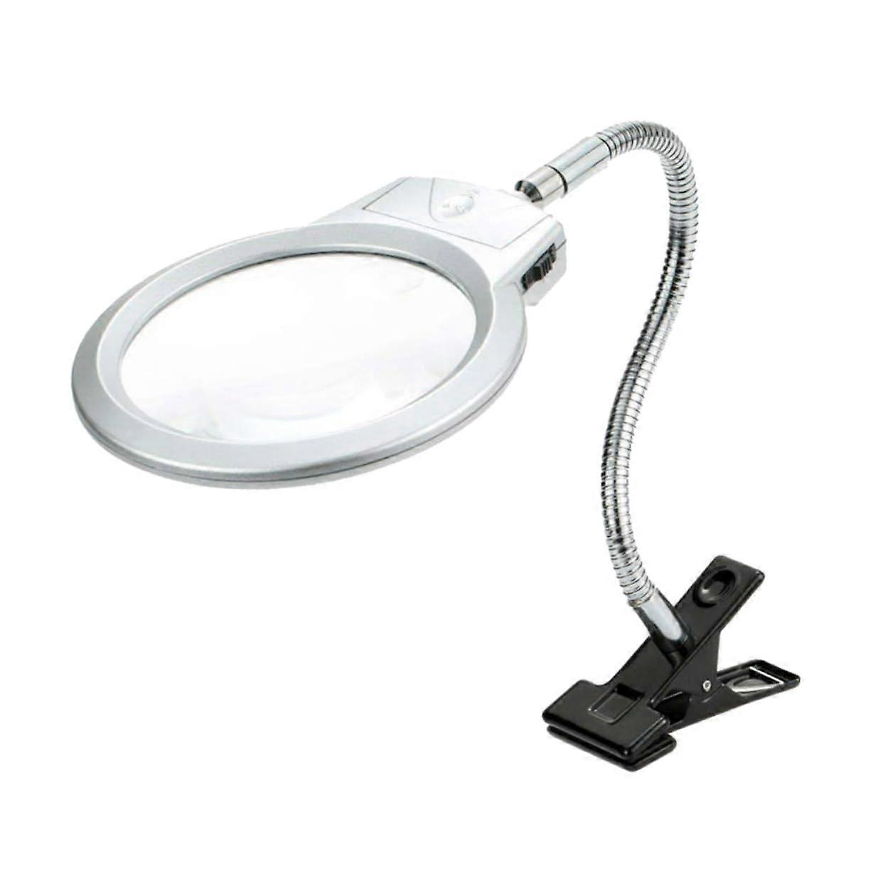 Study Light Rechargeable LED Gooseneck Clip Lamp with Adjustable Brightness, Magnifying Glass, USB Charging for Reading