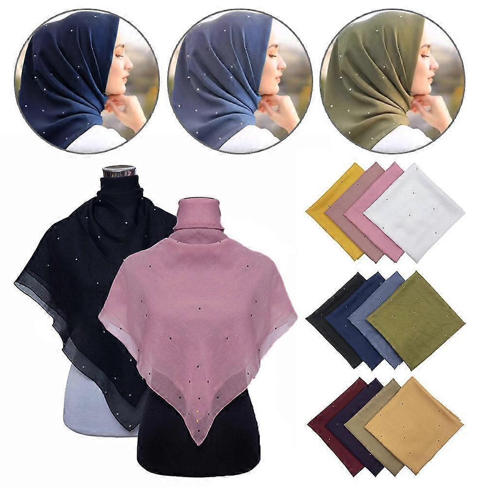 1#(A)$New high quality cotton solid color square scarf hot diamond starry scarf ladies square scarf