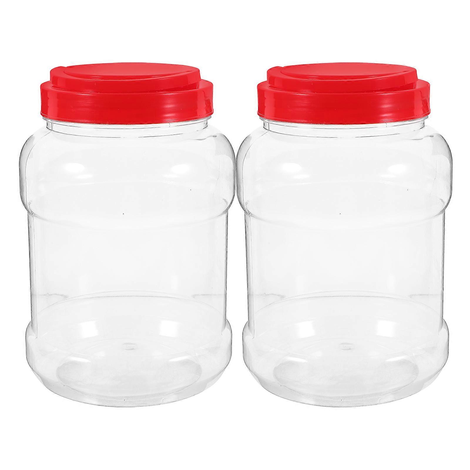 Red Plastic Tea Jars with Sealed Cover for Storage Made of PET and Airtight 2200ML