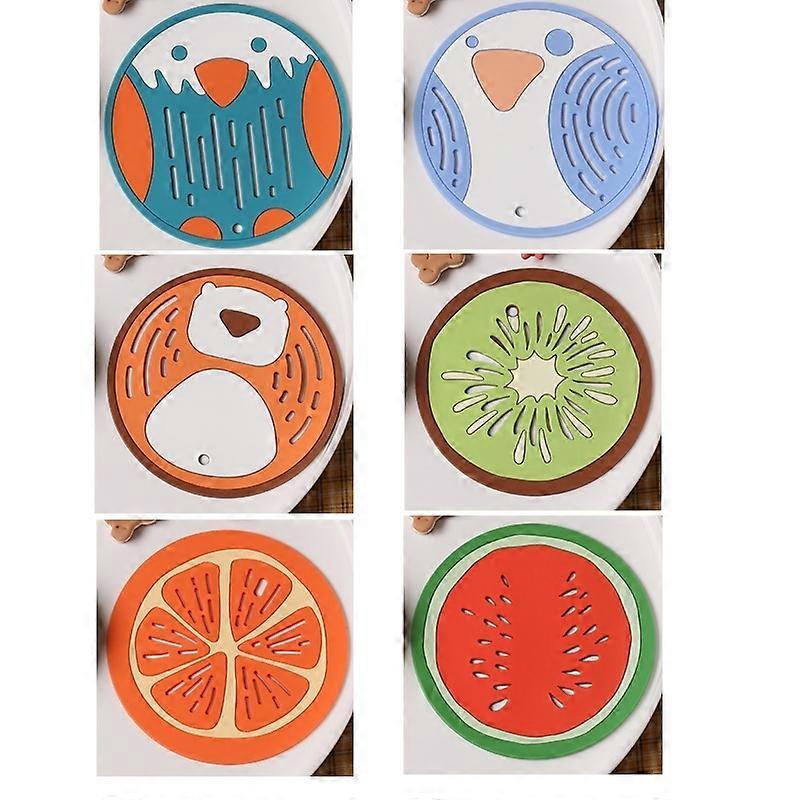 Cute Cartoon Heat Resistant Mats - 6 Pcs Table Placemats Coasters Set