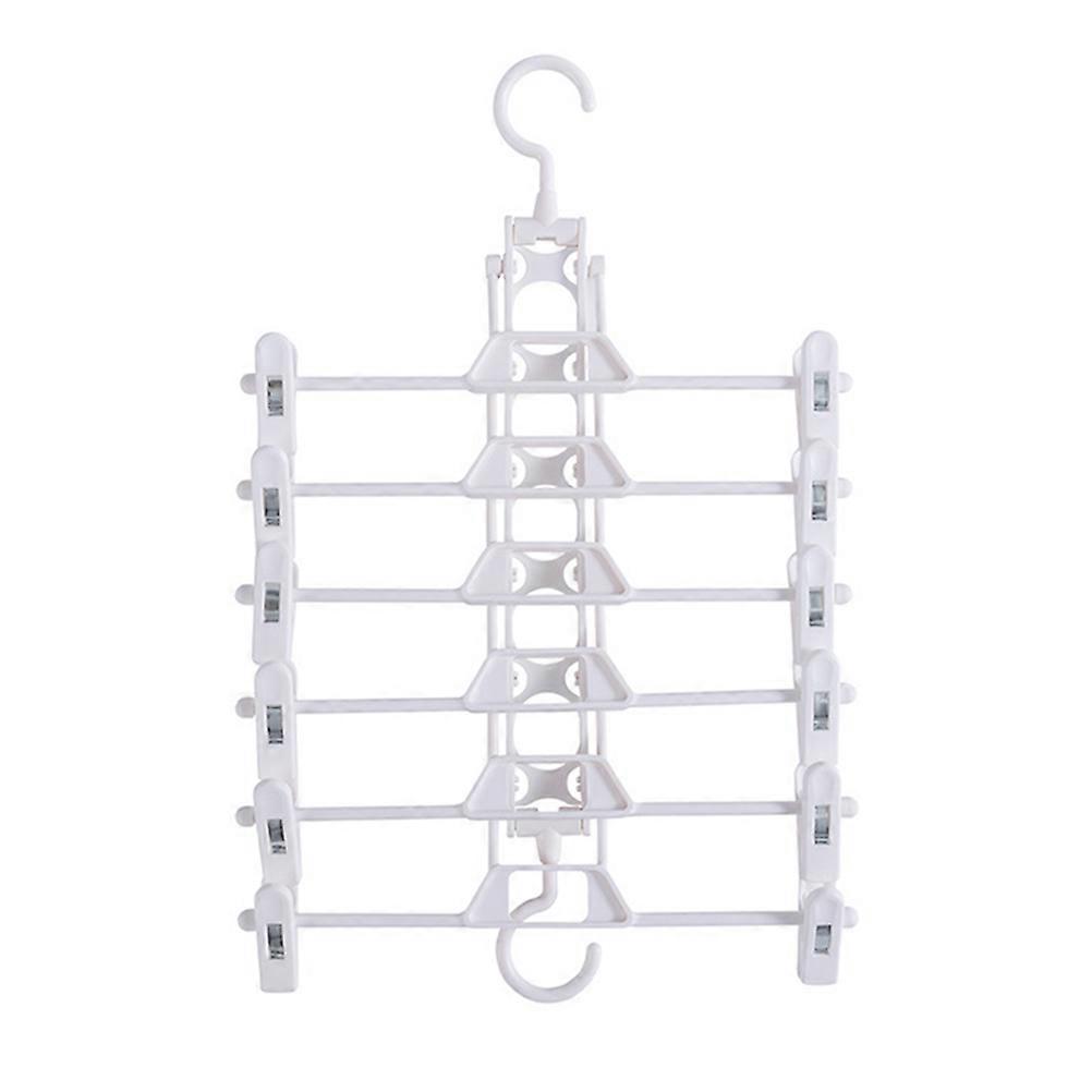 White PP Material Multi-function Clothes Hanger for Storage Use with Clips and 360 Degree Rotation