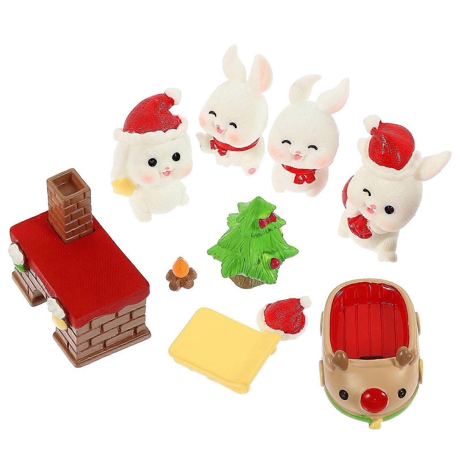 Small Figurines Resin Rabbit Figurines Christmas Party Favors Assorted Favor 10Pcs