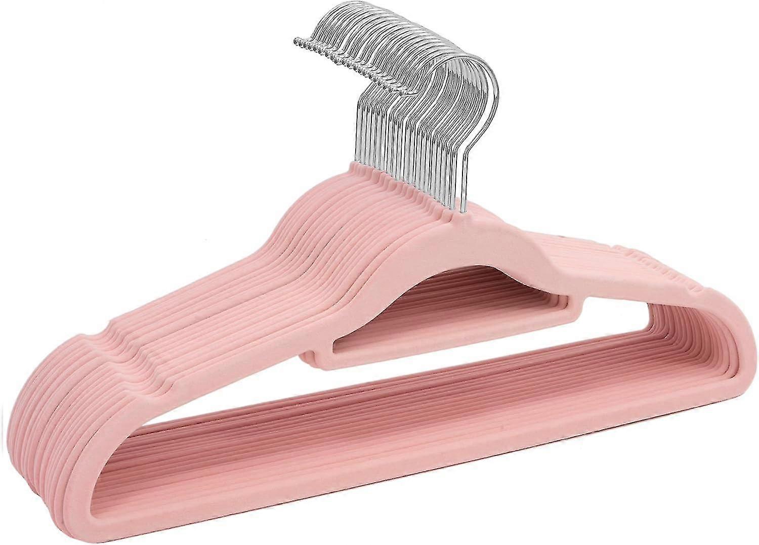 20 Pack Velvet Hangers | Space Saving Hangers And 360 Swivel Hooks Wardrobe Storage Organiserpink