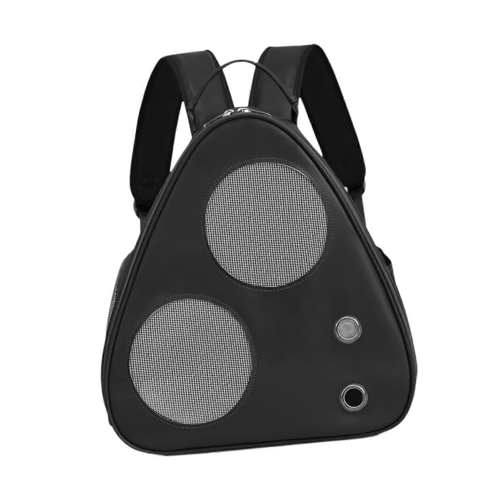 Cat Backpack Carrier with Adjustable Strap, Side Pocket, Smooth Zipper for Hiking, Cycling, Camping - Black Pet Backpack