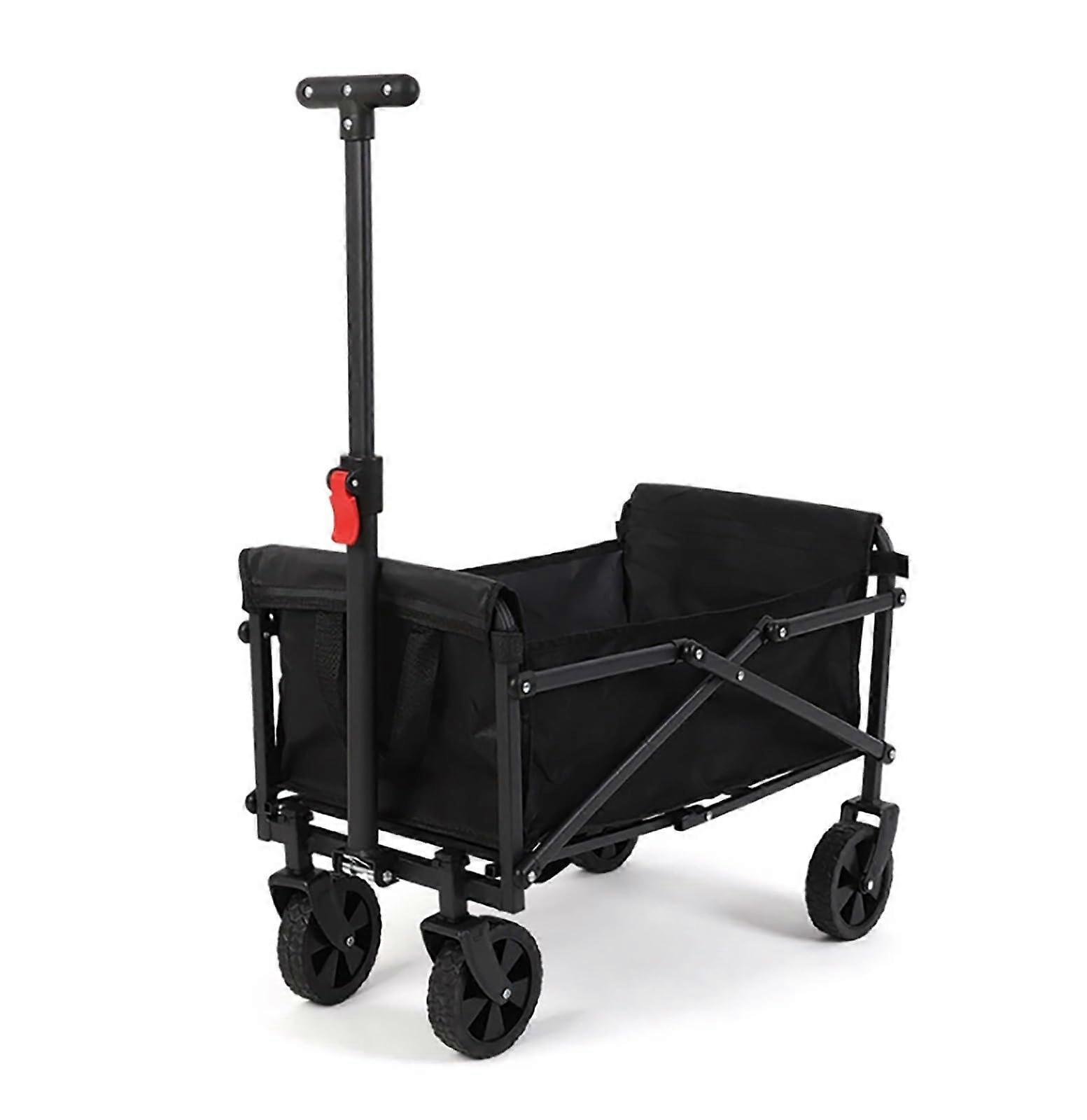 Mini chariot de jardin portable et pliable avec poignée réglable pour tous les terrains, noir