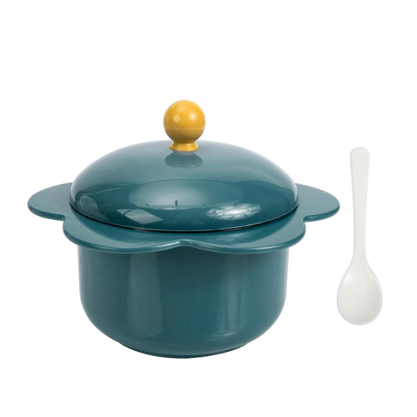 Portable Instant Noodle Bowl Sunflower Design Bowl Office Use Large Capacity Blue Temperature Retention 1Set