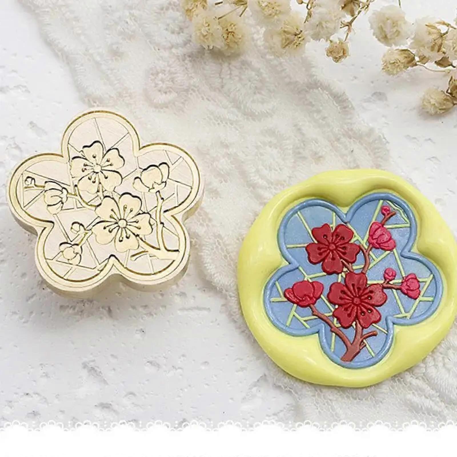 Wax Seal Stamp Set with Letters, 2.8 cm, Irregular Plum Blossoms, Style 13