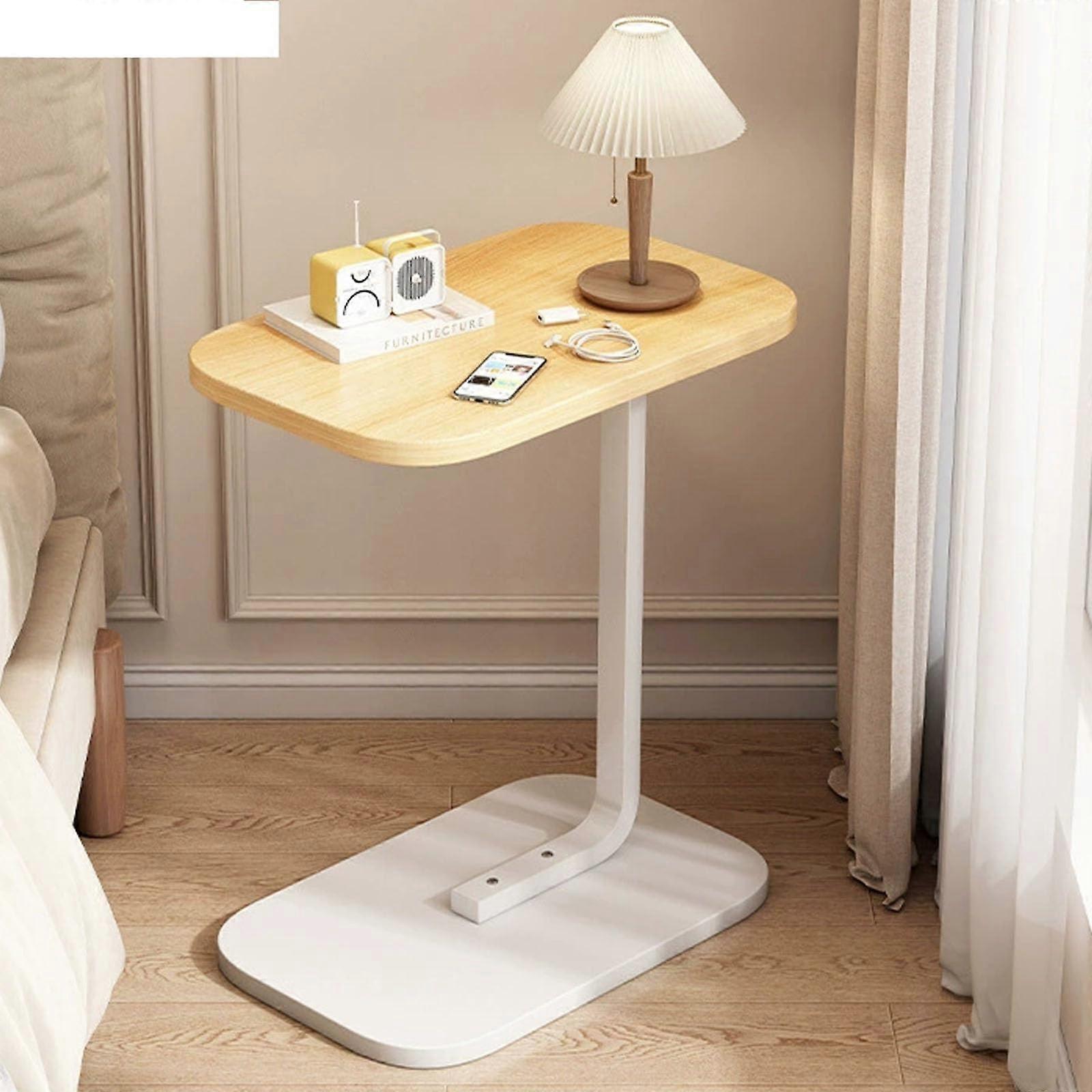 Cshaped Side Table for Living Room, Small Spaces, Original White