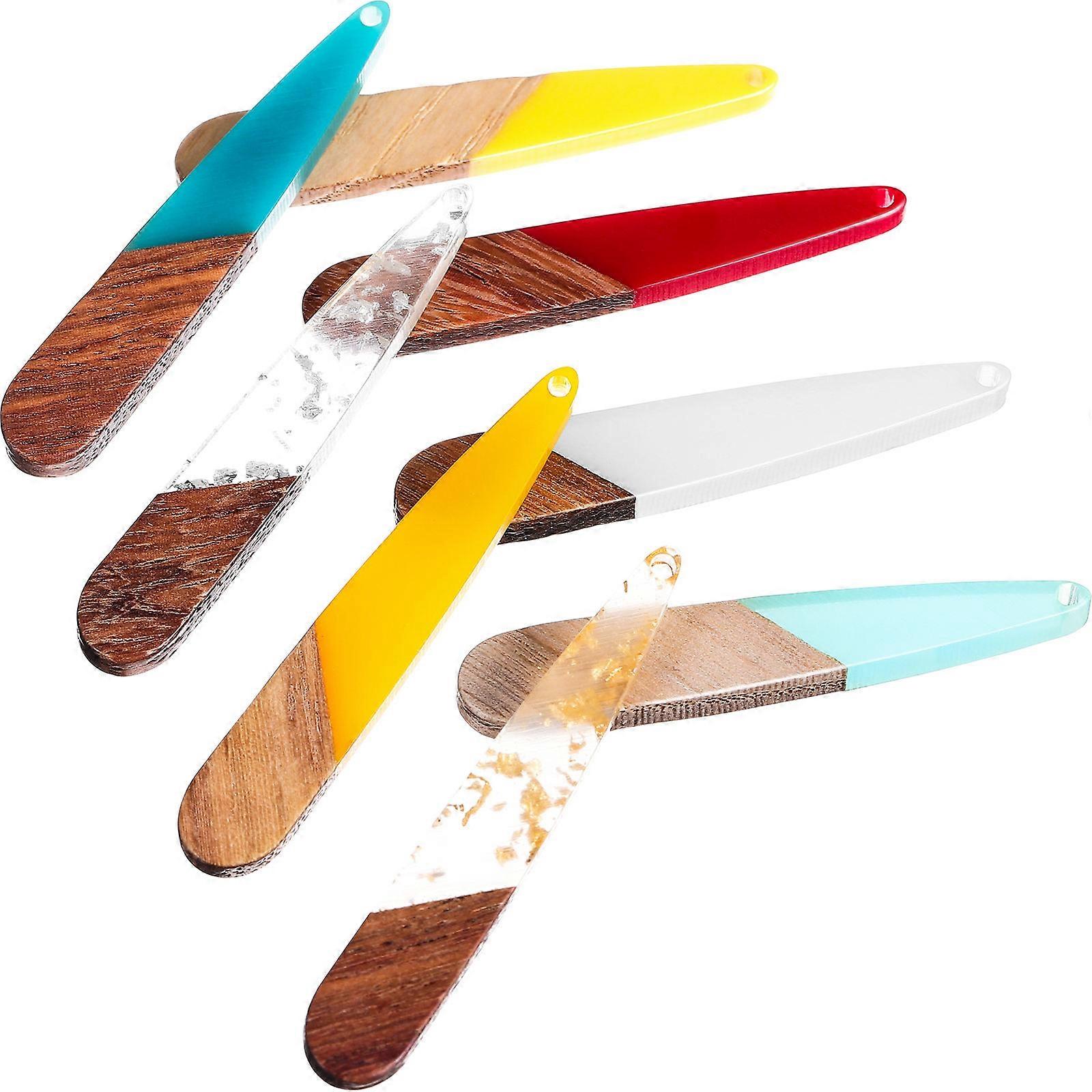 Wood Resin Pendant Teardrop Shape Charms For Diy Craft Projects Natural Textured Surface 16Pcs