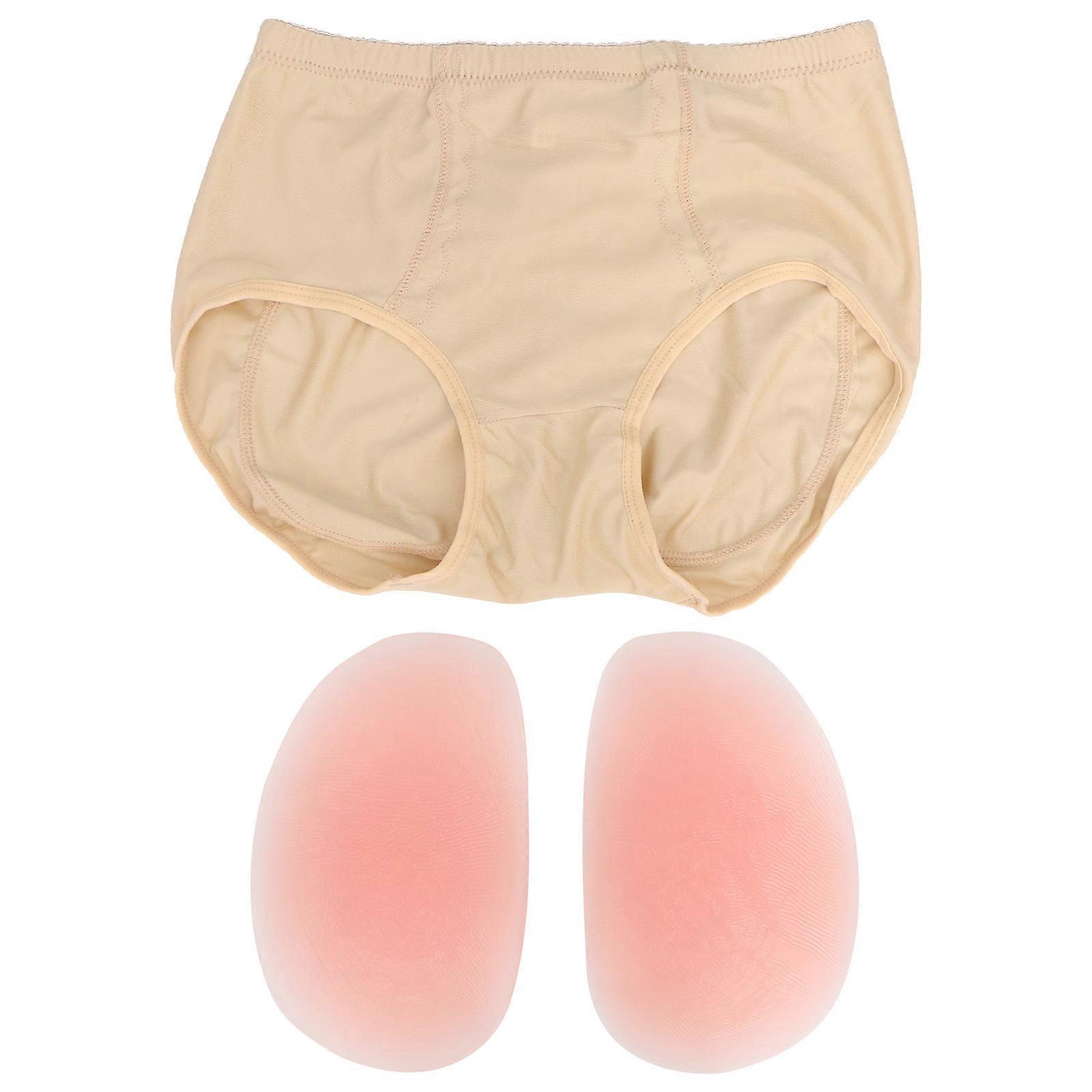 Buttock Enhancer Pads Silicone Material Round Style For Dating Light Yellow 1Pair