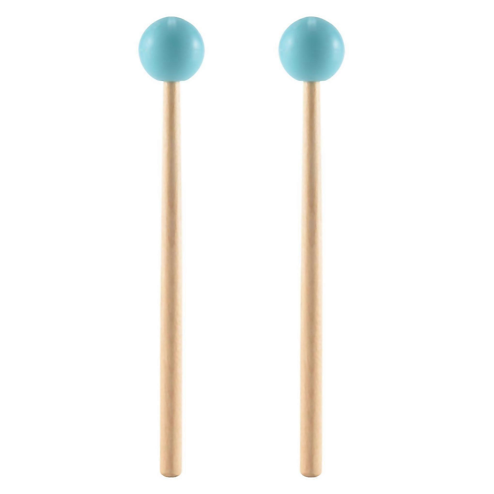 For 2pcs Soft Rubber Head Sticks Wood Handle Bell Mallets Green
