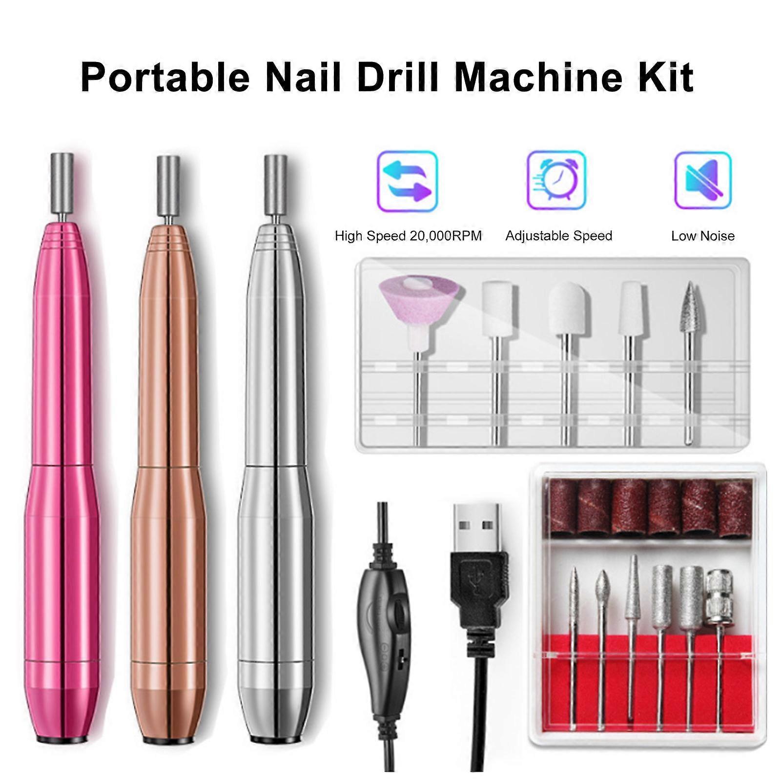 Nail polishing machine nail polishing set with two sets of polishing heads gold