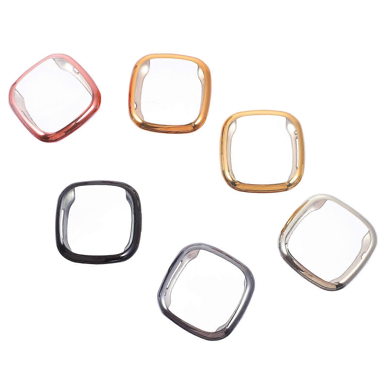 6pcs Watch Protector Case for Durable Screen Covers in Black, Grey, Rose Gold, and Pink Full Protection Against Dust, Scratches, and Water