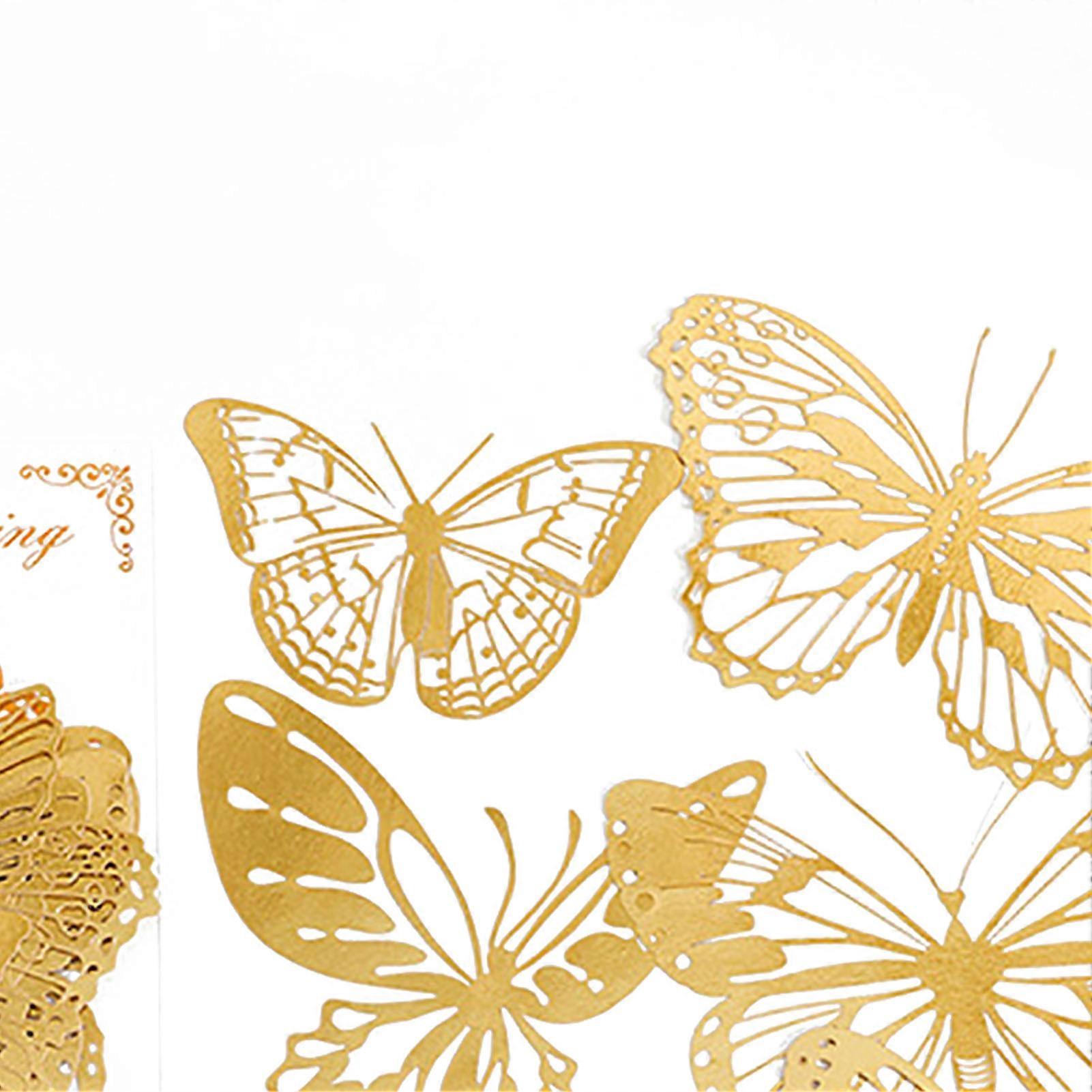 10PCS Butterfly Stickers Hot Stamping Openwork Lace Paper Decorative Romantic Butterfly Stickers for DIY Scrapbooking Handbook
