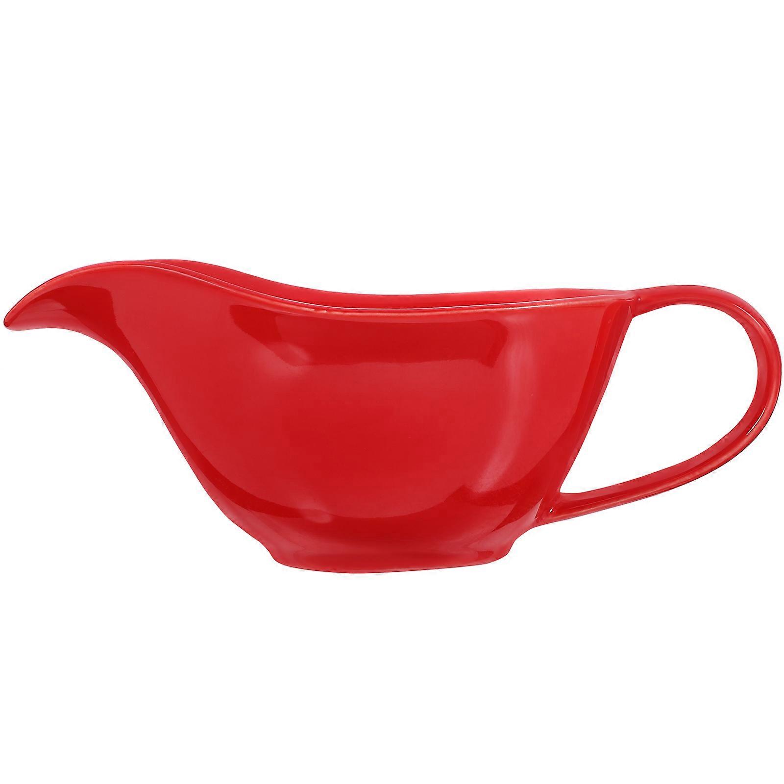 Porcelain Gravy Boat Ceramic Sauce Jug Families Restaurants Use Red White Color Salad Dressing Server 1Pcs