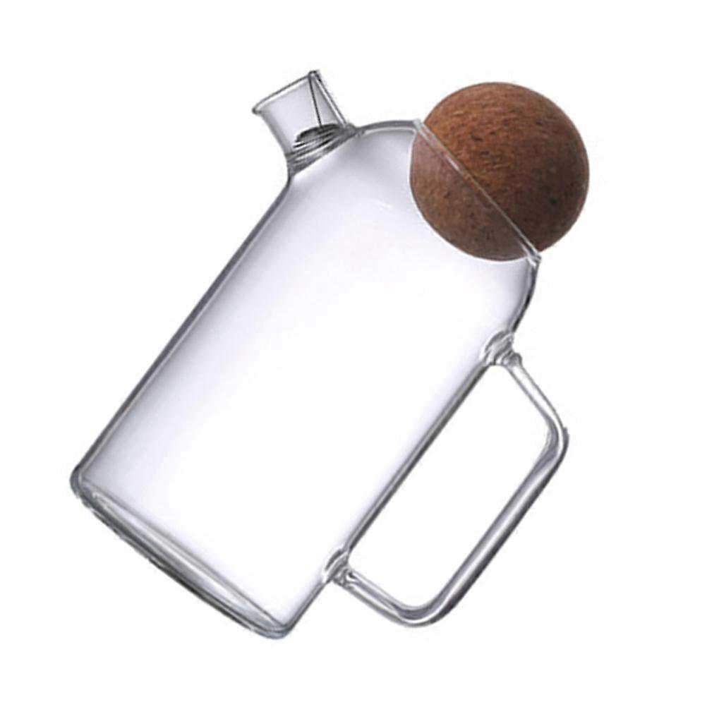 1pc Clear Glass Tea Kettle for Home Use with Thick Glass and Cork Handle Transparent