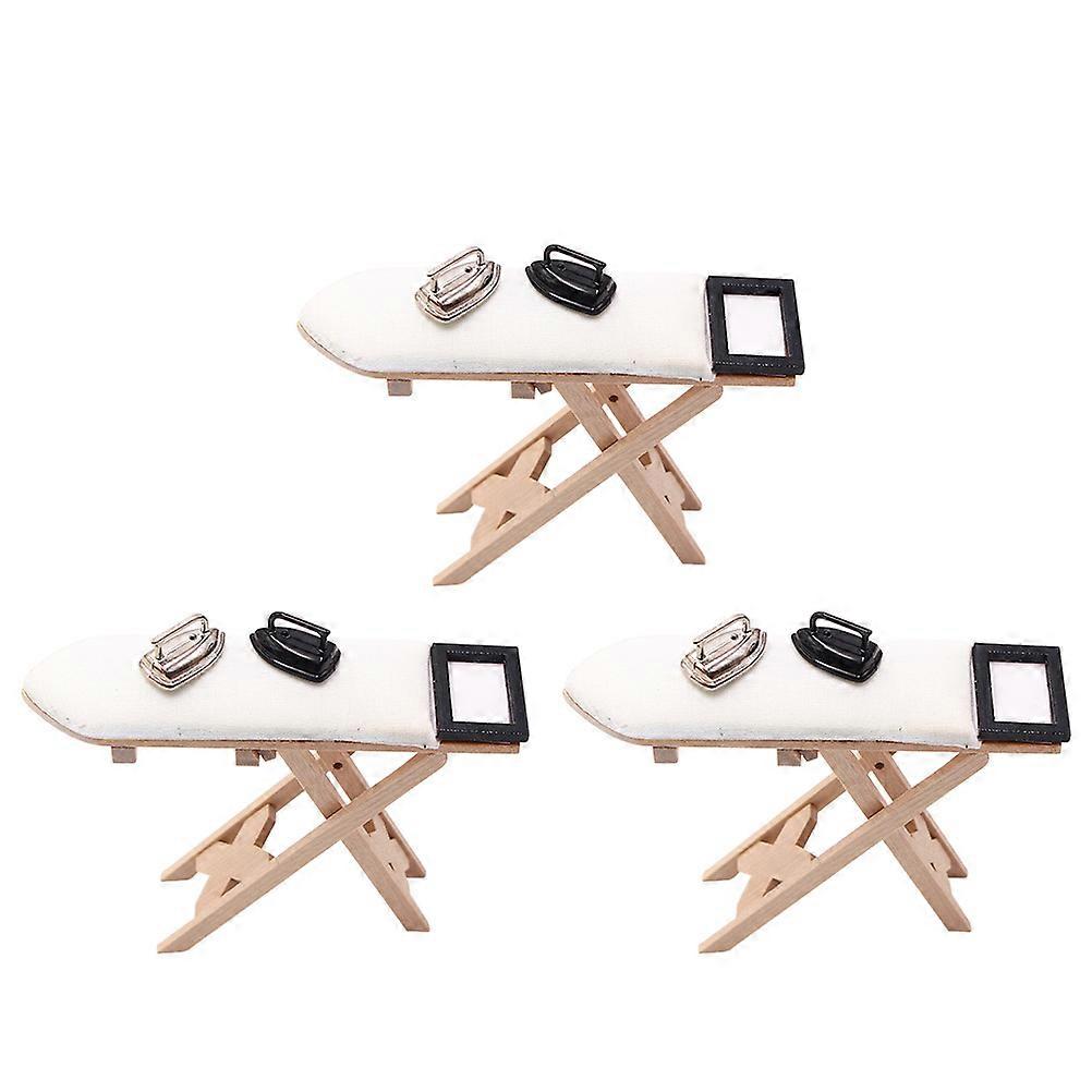 Dollhouse Ironing Board Miniature Ironing Table Dollhouse Furniture Decorative 3Pcs