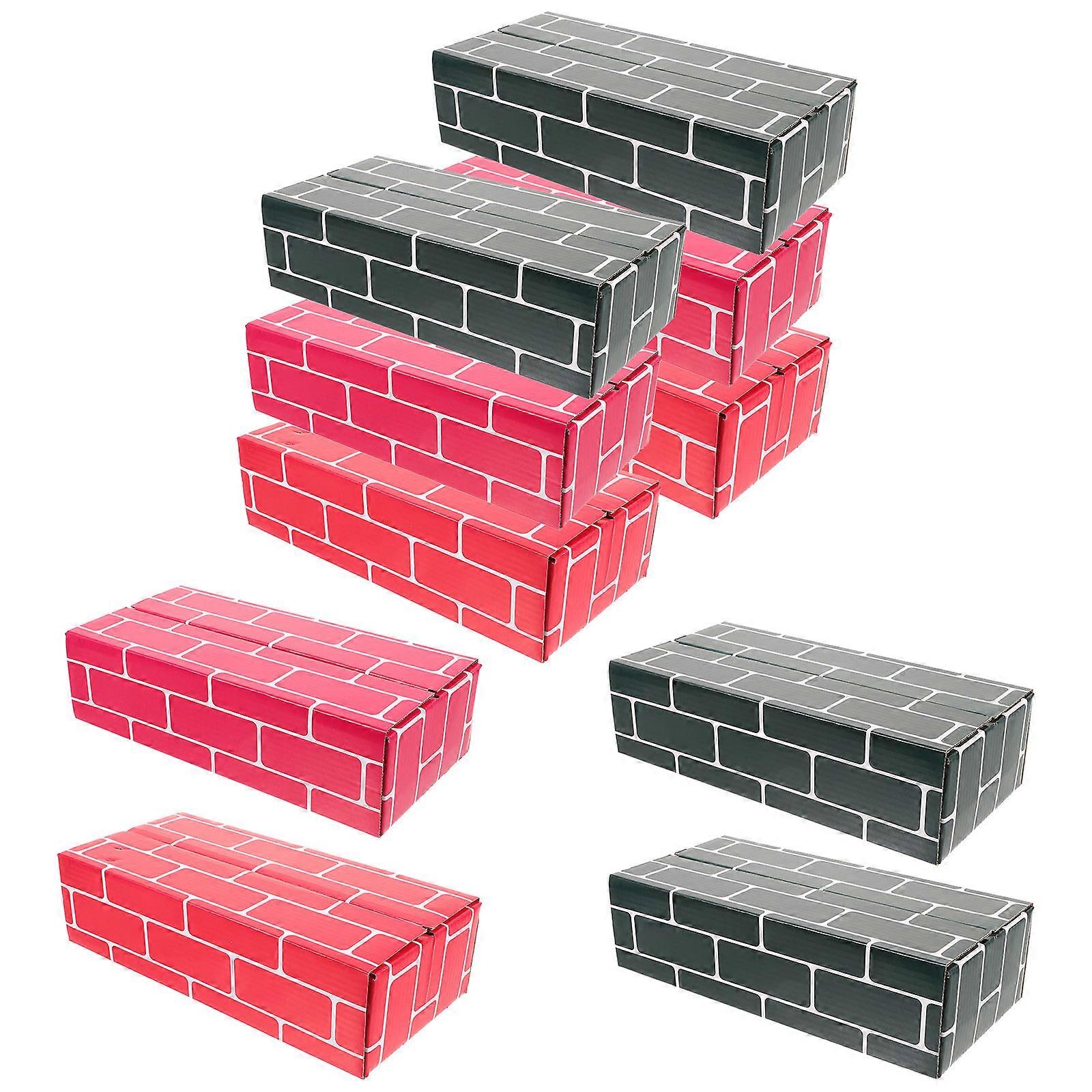 ערכת בנייה קרטון ג'מבו לבני בנייה קיר וטירה פעוטות בנים בנות צבע מגוון 25x12 ס"מ בנייה 10 יחידות