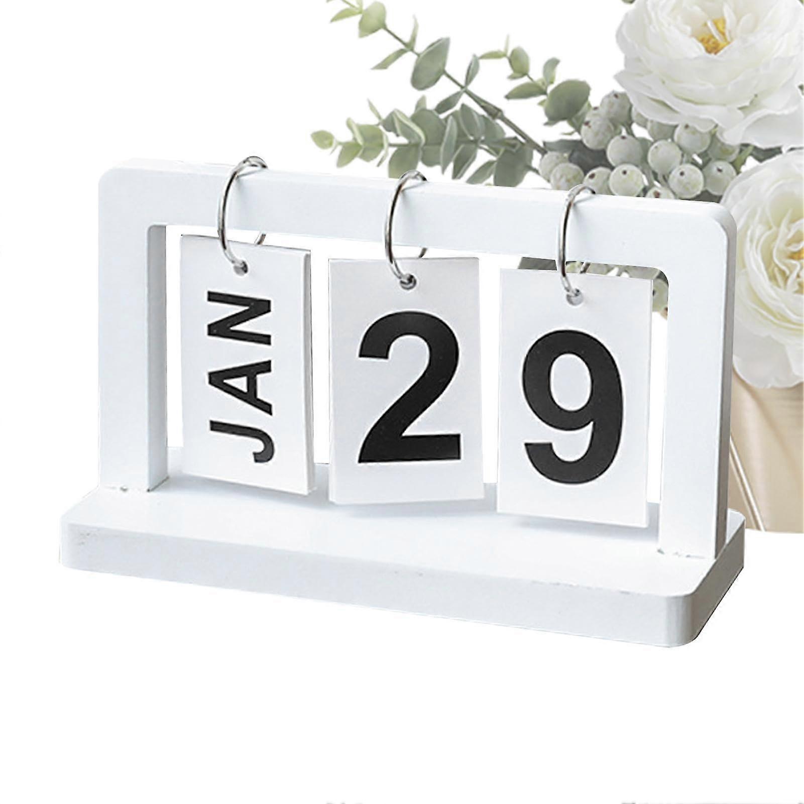 Perpetual calendar, everlasting desk calendar for weddings  large Bure display, white