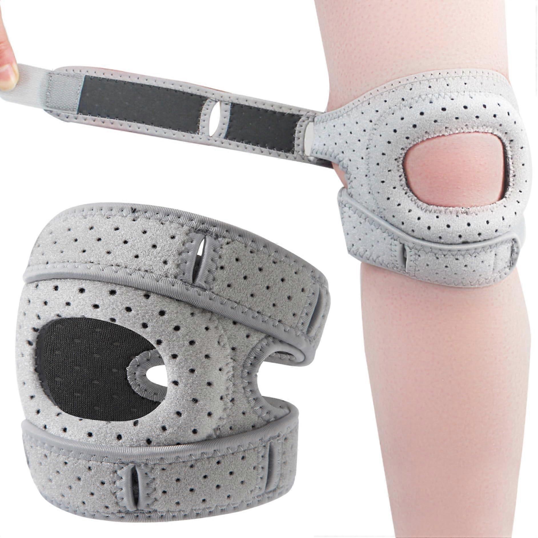 Patella Knee Brace with Adjustable Patellar Tendon Strap, Built-in Silicone Padding, Breathable Knee Stabilizer for Men, Basketball, Running