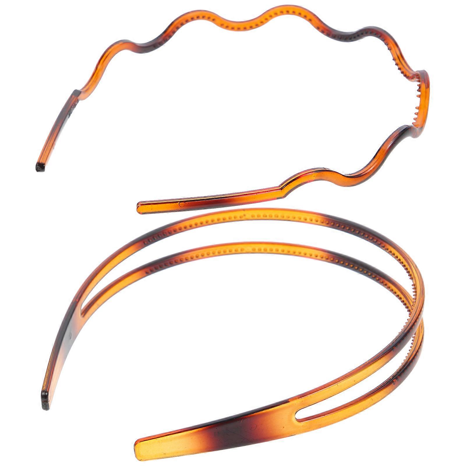 Fashionable Coffee Headband Set for Women with Teeth Comfortable Lightweight Durable Design 2 Pcs