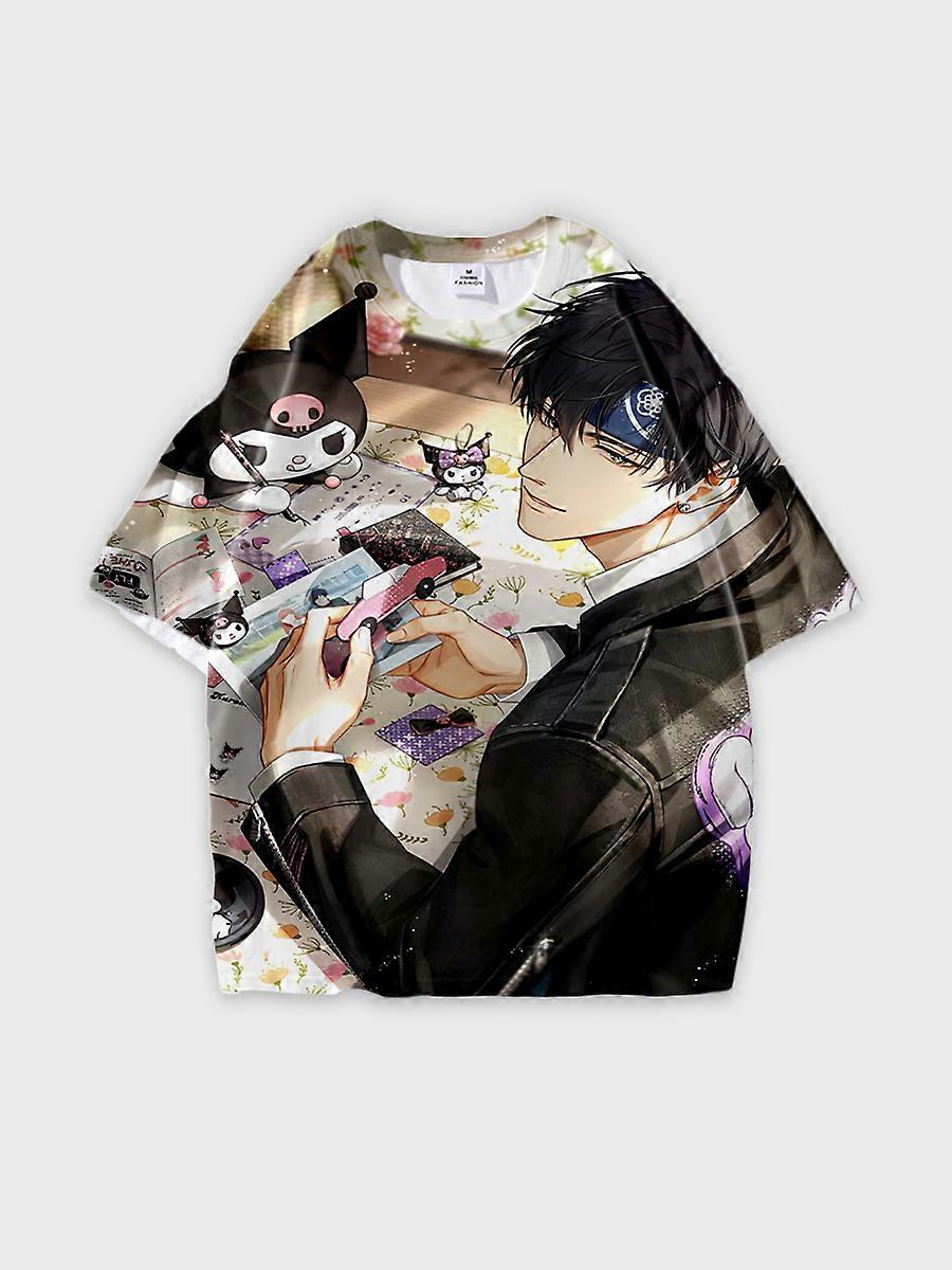 T-shirt round neck Role Pattern loose short sleeve E855