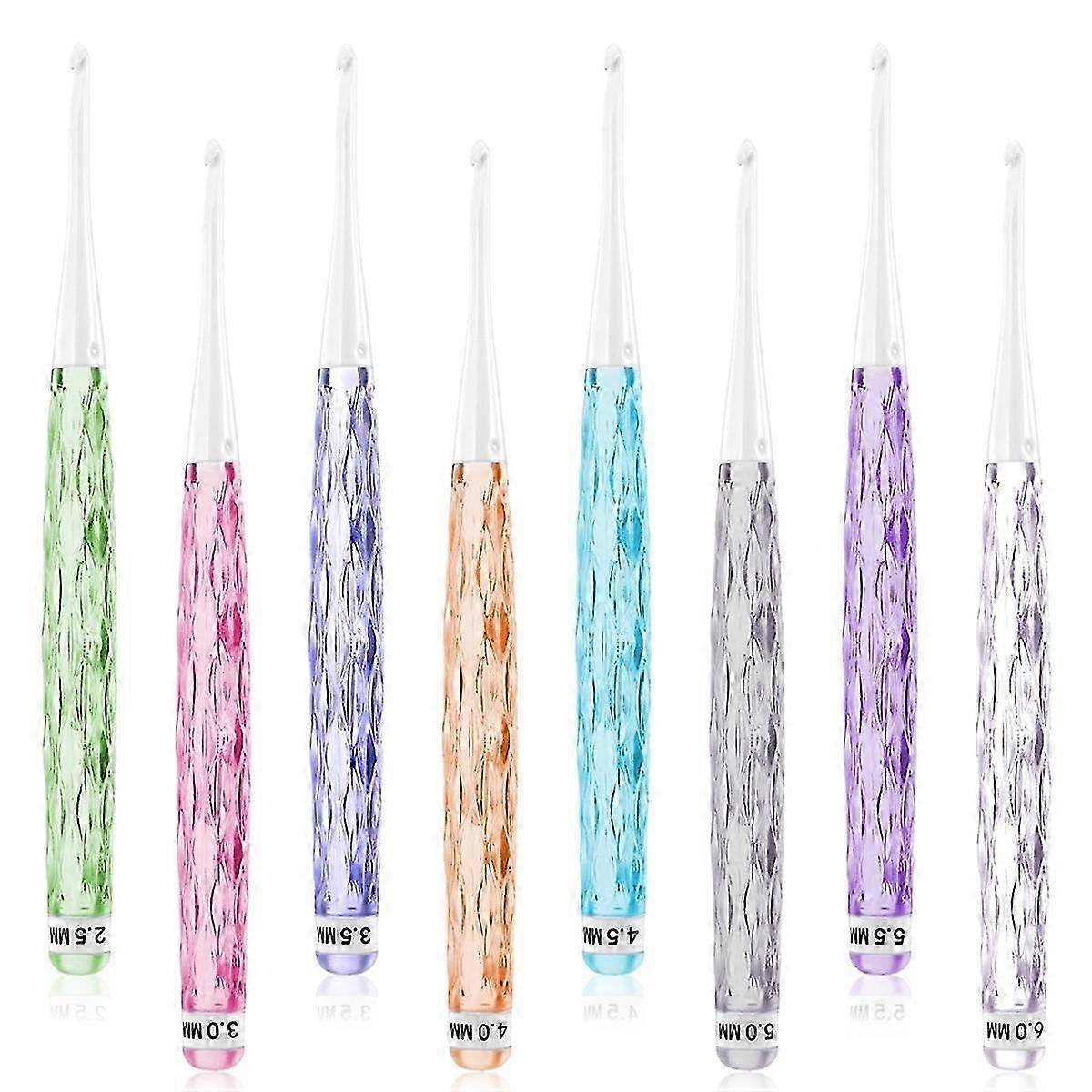 8 Pcs Plastic Crochet Hooks, Inline Crochet Hooks Set Non-Slip Crochet Hook Grips Ergonomic Crochet