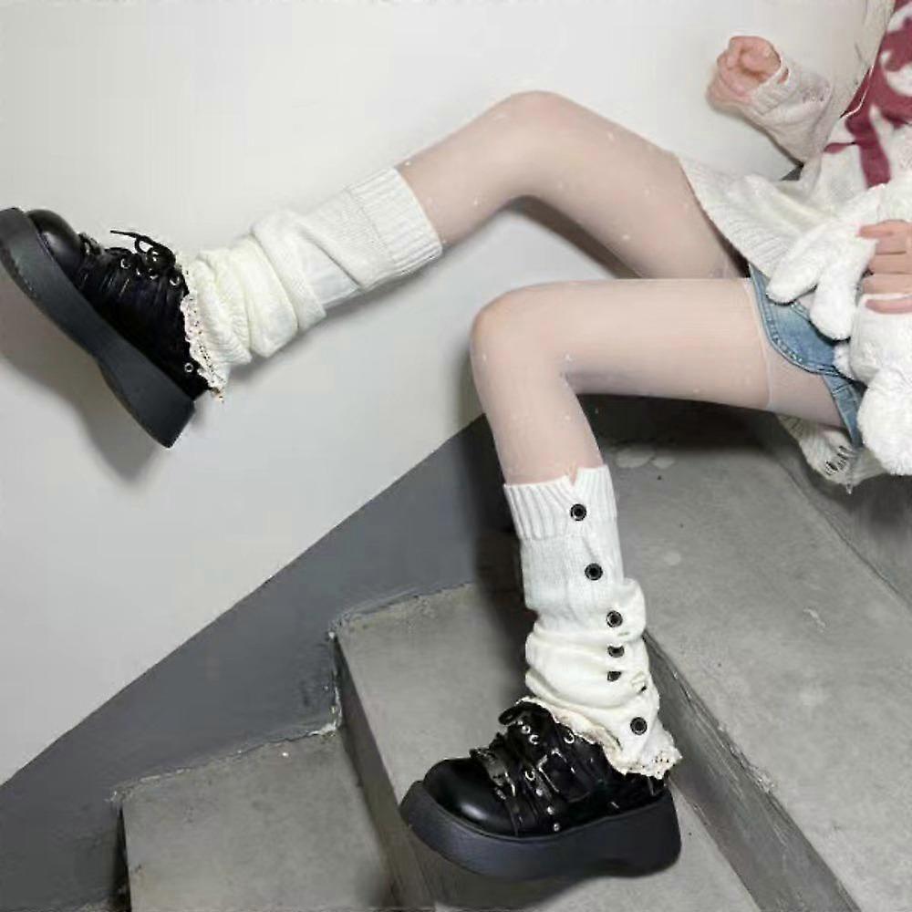 Harajuku Button Design Leg Warmers Y2K Ankle Warmer New knitted JK socks