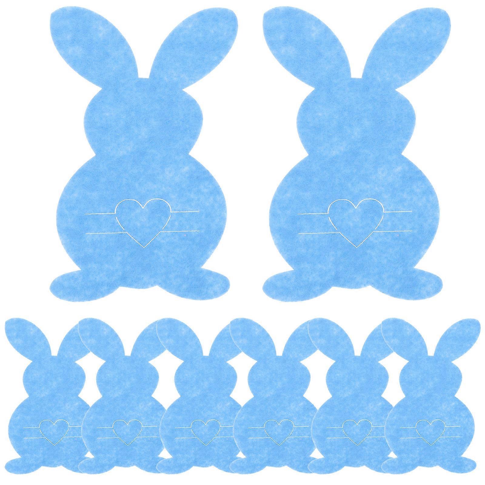 8Pcs Blue Tableware Storage Rabbit Shaped Utensil Holder Easter Party Decoration