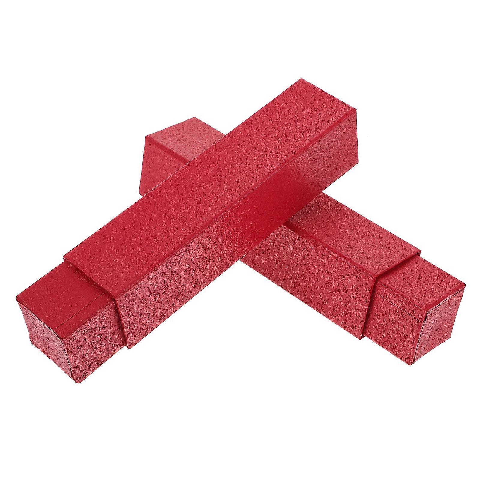 Red Calligraphy Scroll Storage Boxes for Decor Paper Material 2pcs