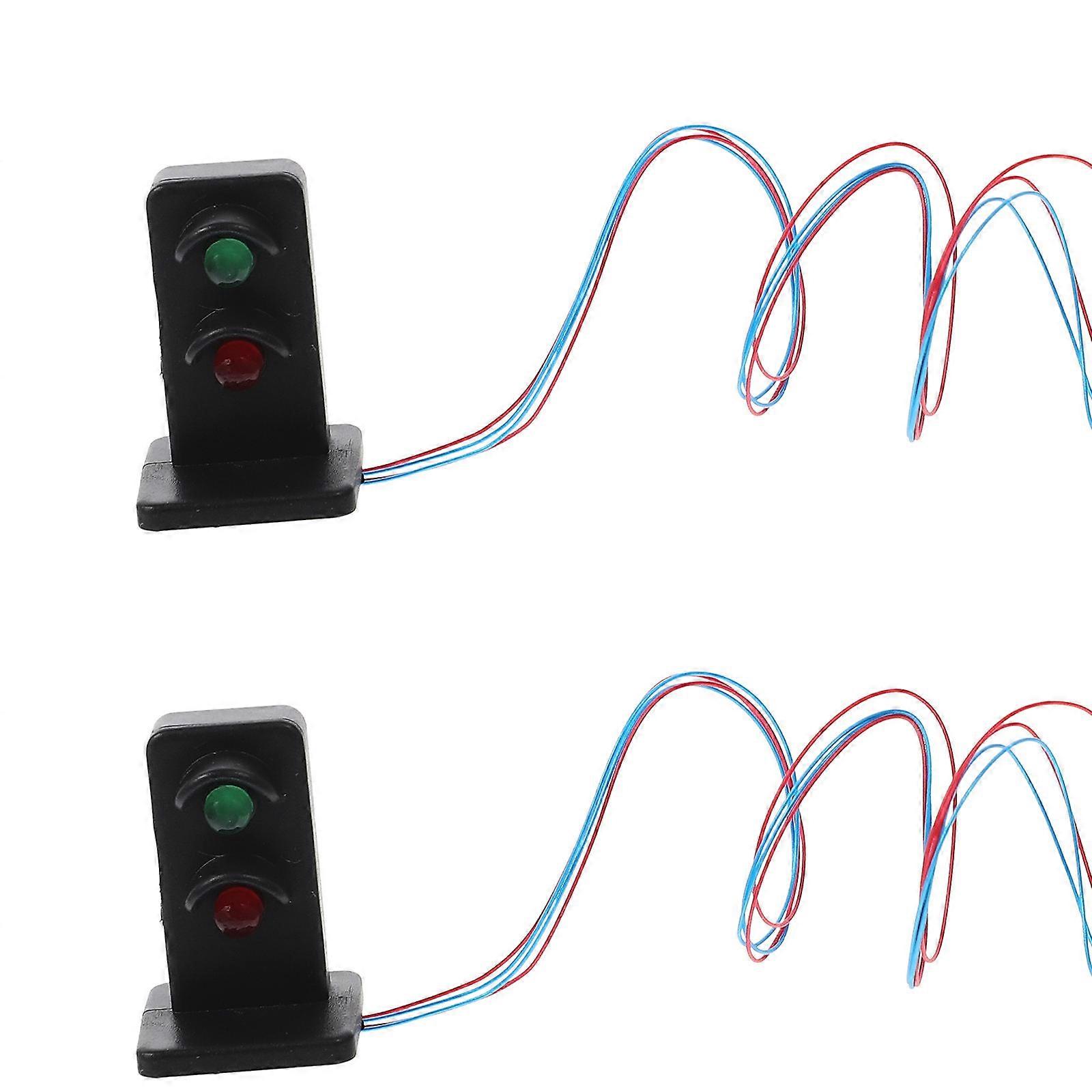 2pcs Mini Sand Table Diy Signal Light Toy Kids Train Traffic Signal Lights Model