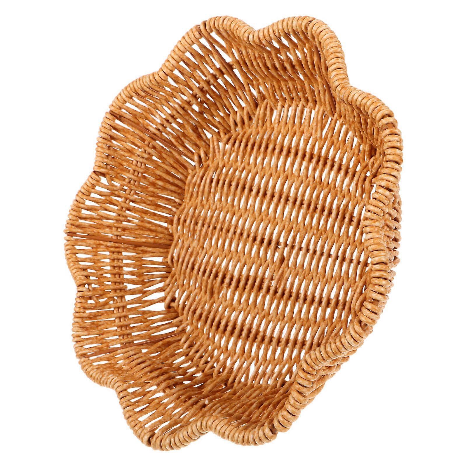 Bread Holding Imitation Rattan Fruit Plate Natural and Simple Design Light .50X21.50X5.00CM Fruit and Vegetable Basket 1Pack